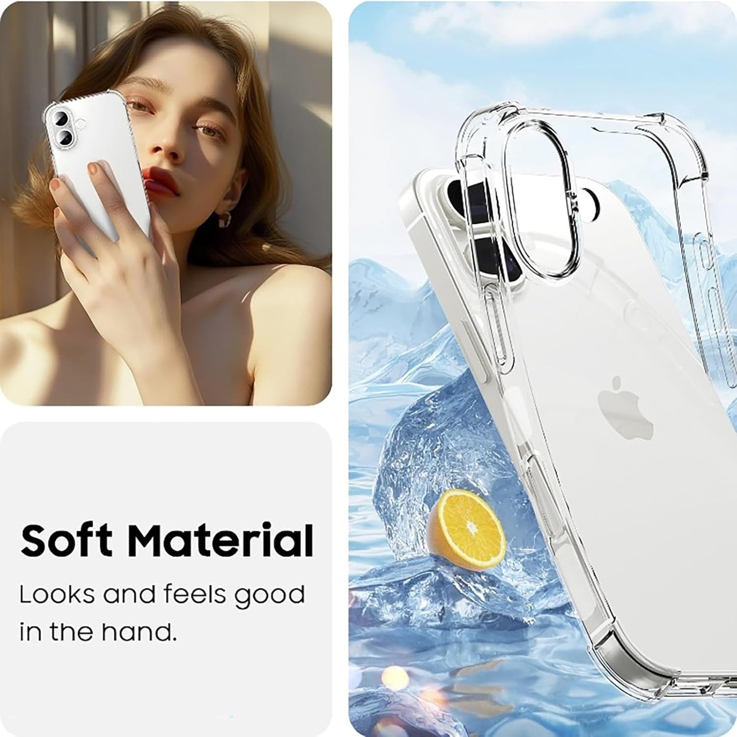 For iPhone 16 case Crystal Clear Shockpoof with Reinforced Corners Slim Fit Soft TPU Bumper