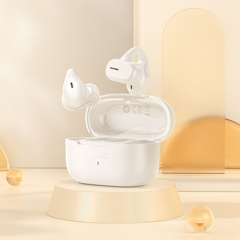 Wireless Bluetooth Ear Hook Open Ear Earphones Sport Clip On EarBuds-Milky White