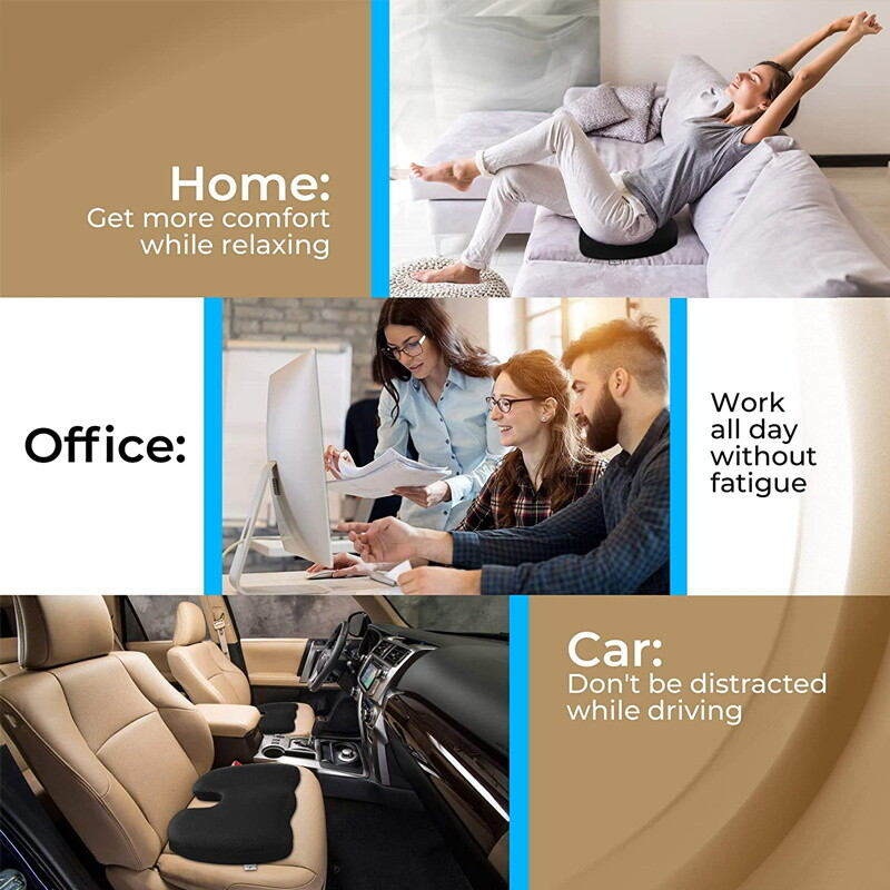 Seat Cushion Memory Foam Pad For Chair-Black Colour