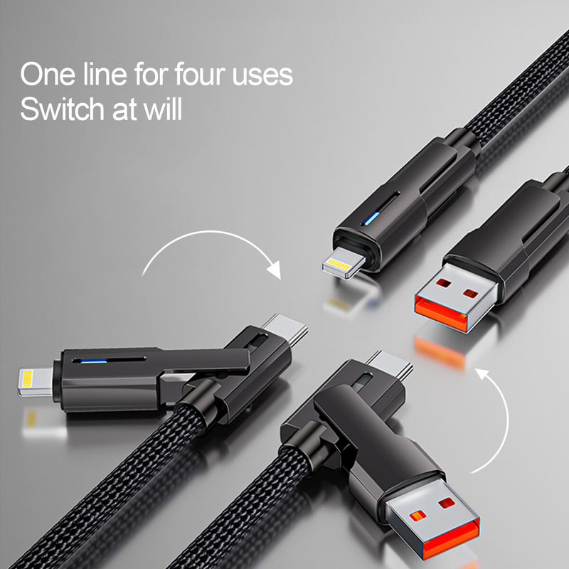 4 in 1 Multi USB Charging Type C to iPhone Fast Charging Cable for Samsung iPhone
