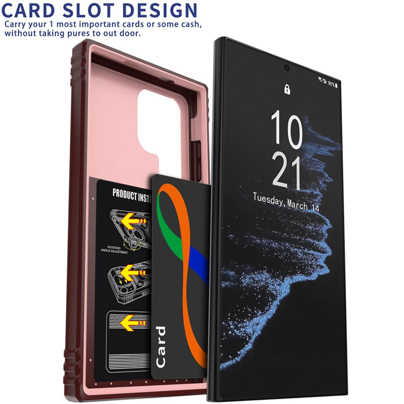 For Samsung Galaxy S22 Ultra Heavy Duty Case-Pink/Red