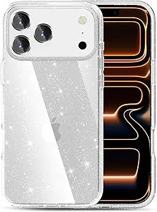 For iPhone 17 Pro Max Case Hard Clear Glitter Case