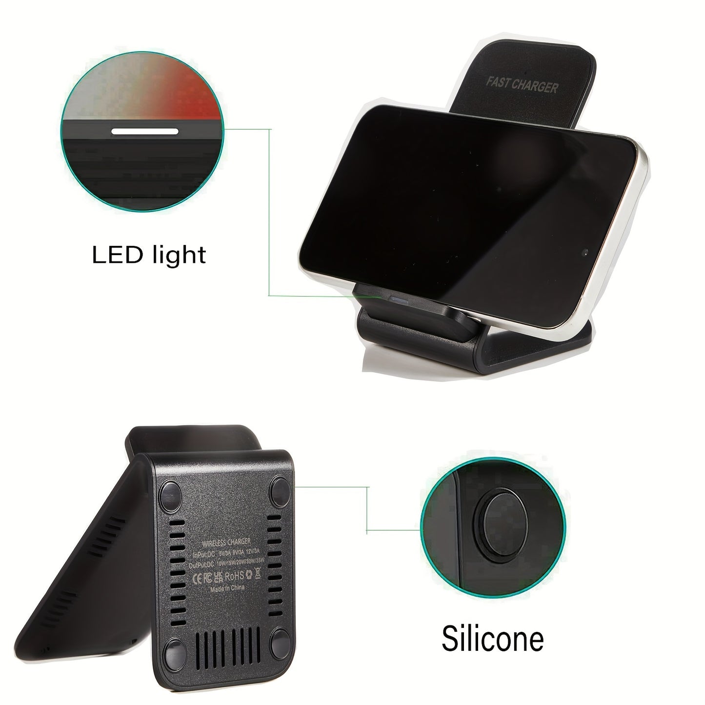 Universal Wireless Charger Stand Dock for Apple iPhone Samsung Android Phone
