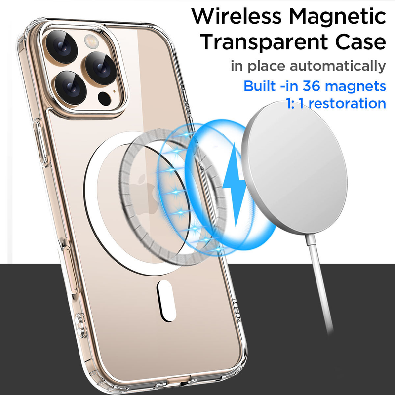 For iPhone 15 Pro Max Clear Shockproof Magnet Cover