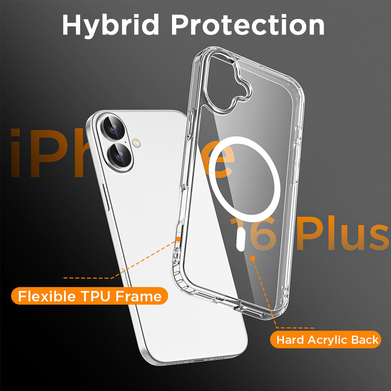 For iPhone 16 Plus Magnet Clear Protective Cover