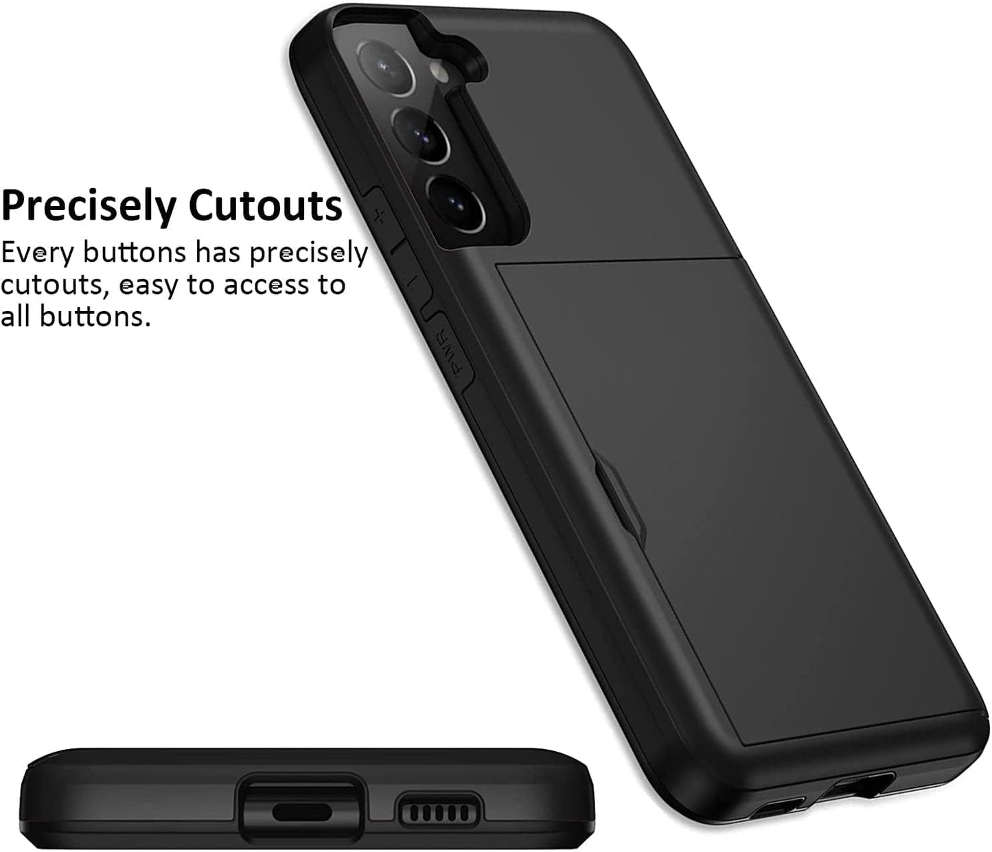 Black Protective Case with Card Holder For Samsung Galaxy A16