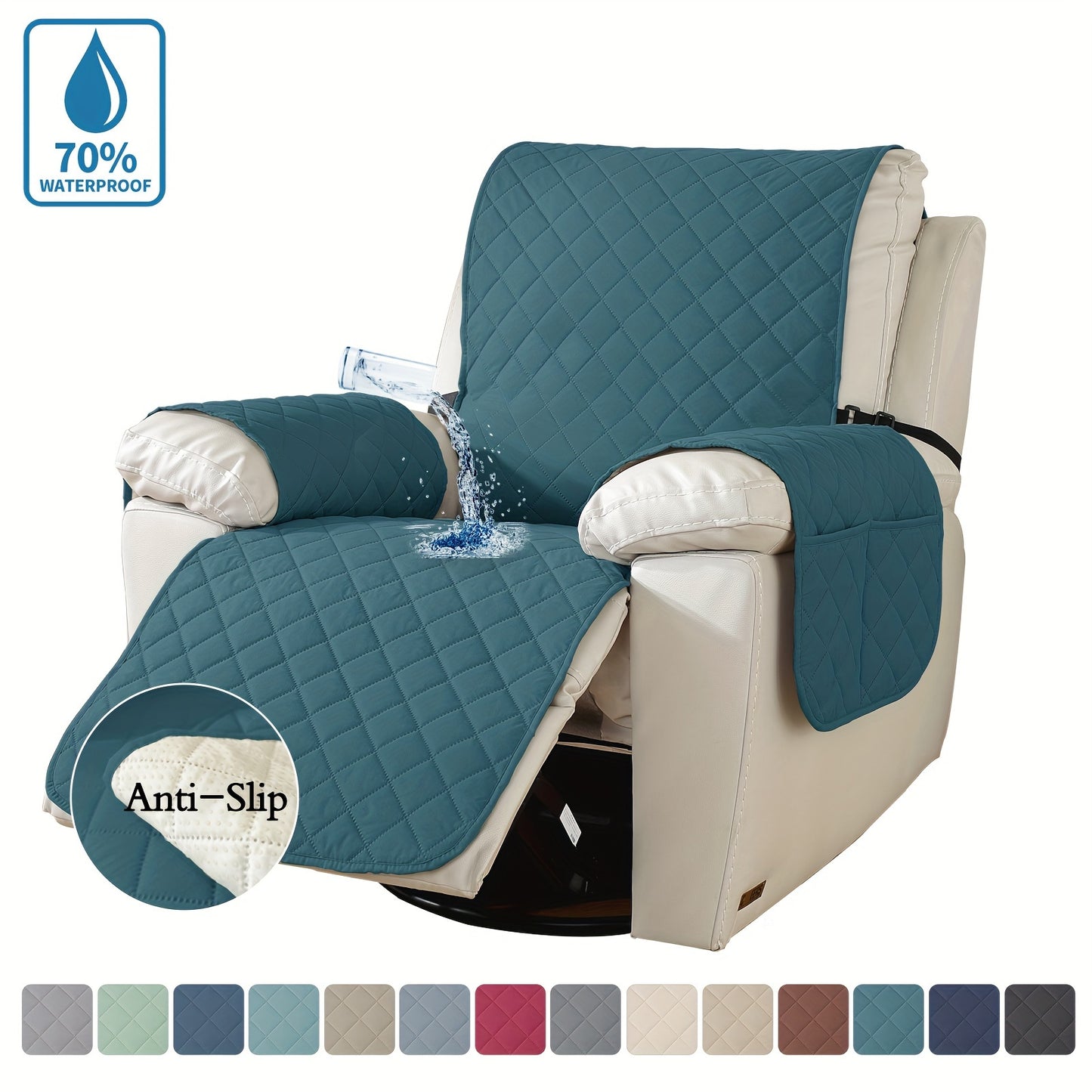 2pcs Waterproof Recliner Chair Non-Slip Cover
