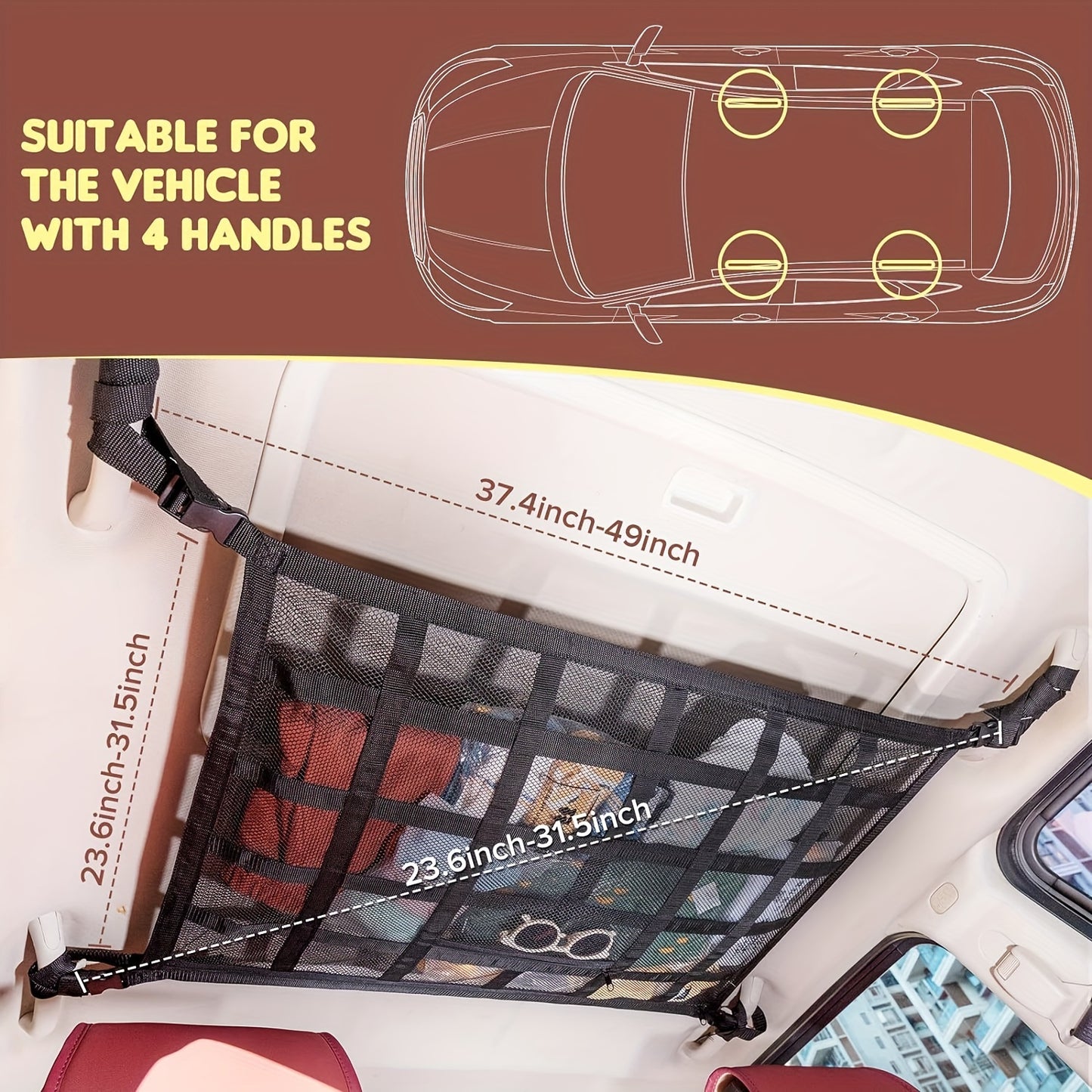 Car Ceiling Cargo Net Pocket For SUV/Truck