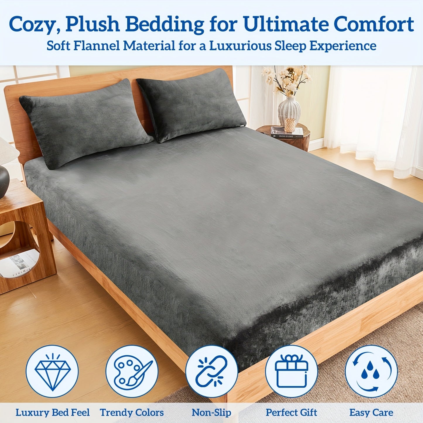 Winter Warm Fitted Sheet and Pillowcases Set - Ultra Soft, Comfy, Luxurious Bed Sheet