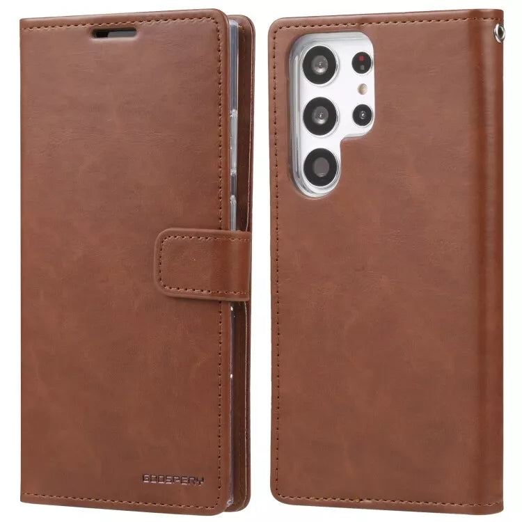 For Samsung Galaxy S25 Plus Wallet Case with Card holder Brown Flip Cover