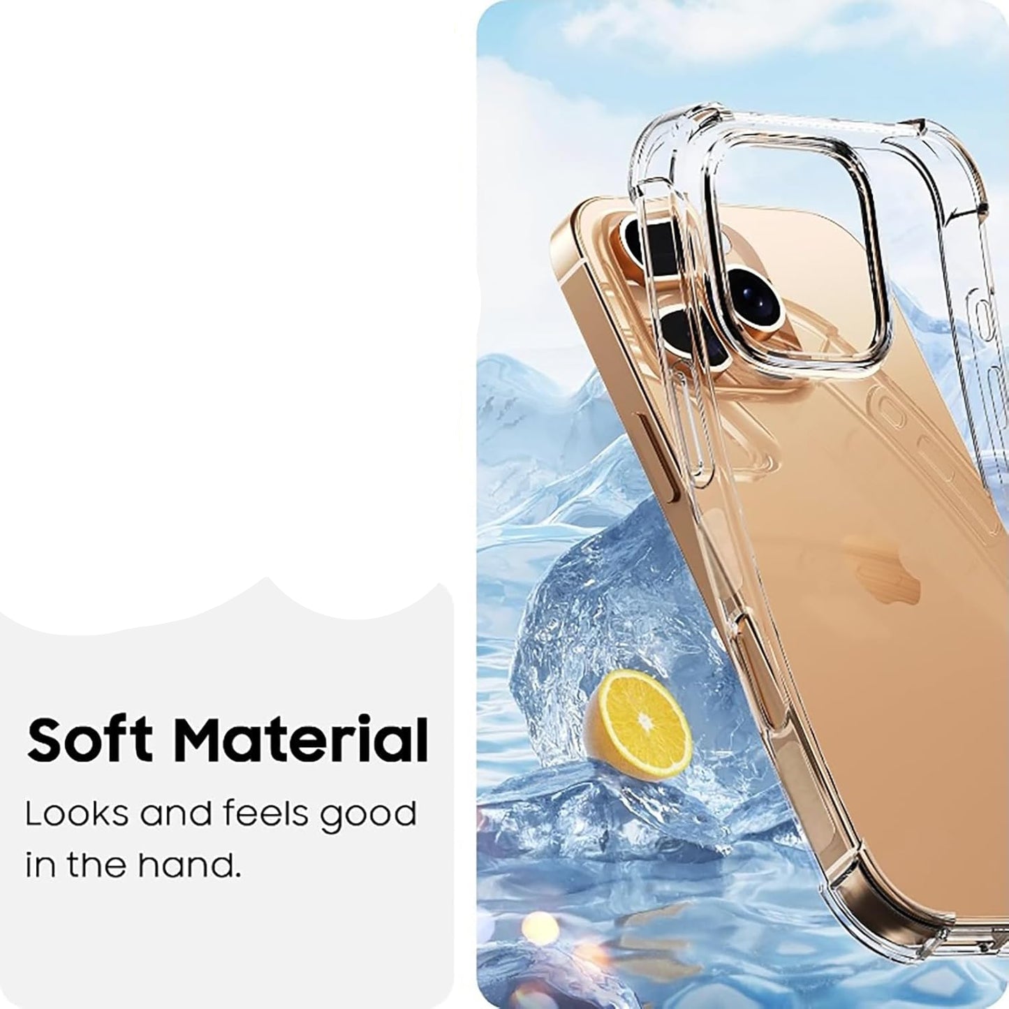 For iPhone 16 Pro Max Case Clear Reinforced Corners Slim Fit Soft Flexible TPU Bumper Phone Case