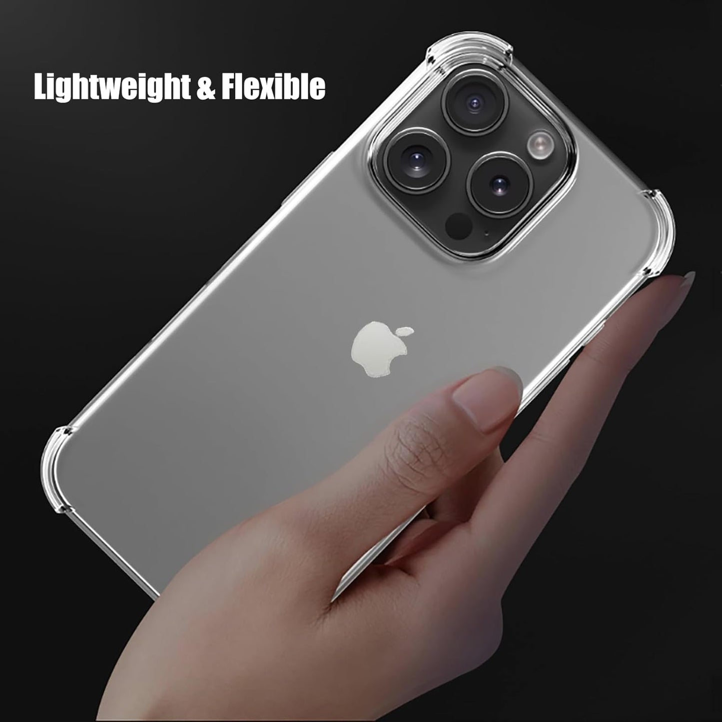 For iPhone 16 Pro Max Case Clear Reinforced Corners Slim Fit Soft Flexible TPU Bumper Phone Case