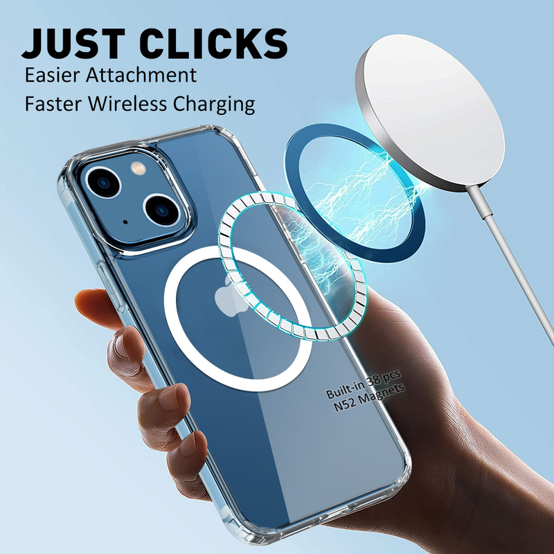 For iPhone 15 Clear Case MagSafe Shockproof Magnetic Cover