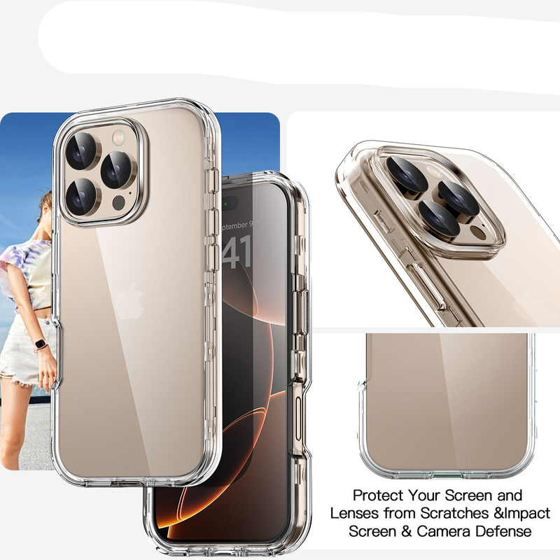 For iPhone 16 Pro Max Case Shockproof Heavy Duty Clear Cover