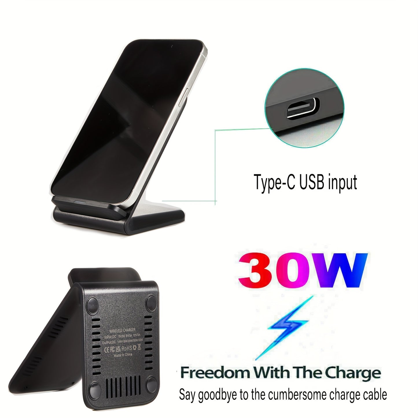 Universal Wireless Charger Stand Dock for Apple iPhone Samsung Android Phone