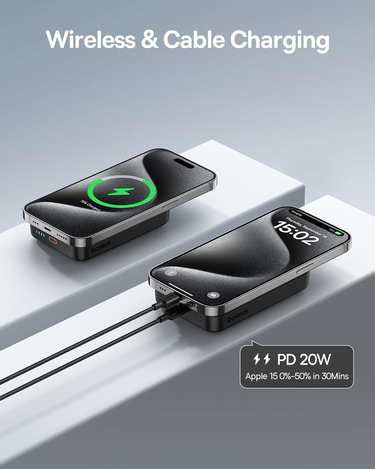 5000mAh Portable Power Bank Magsafe Charger Phone Holder For iPhone