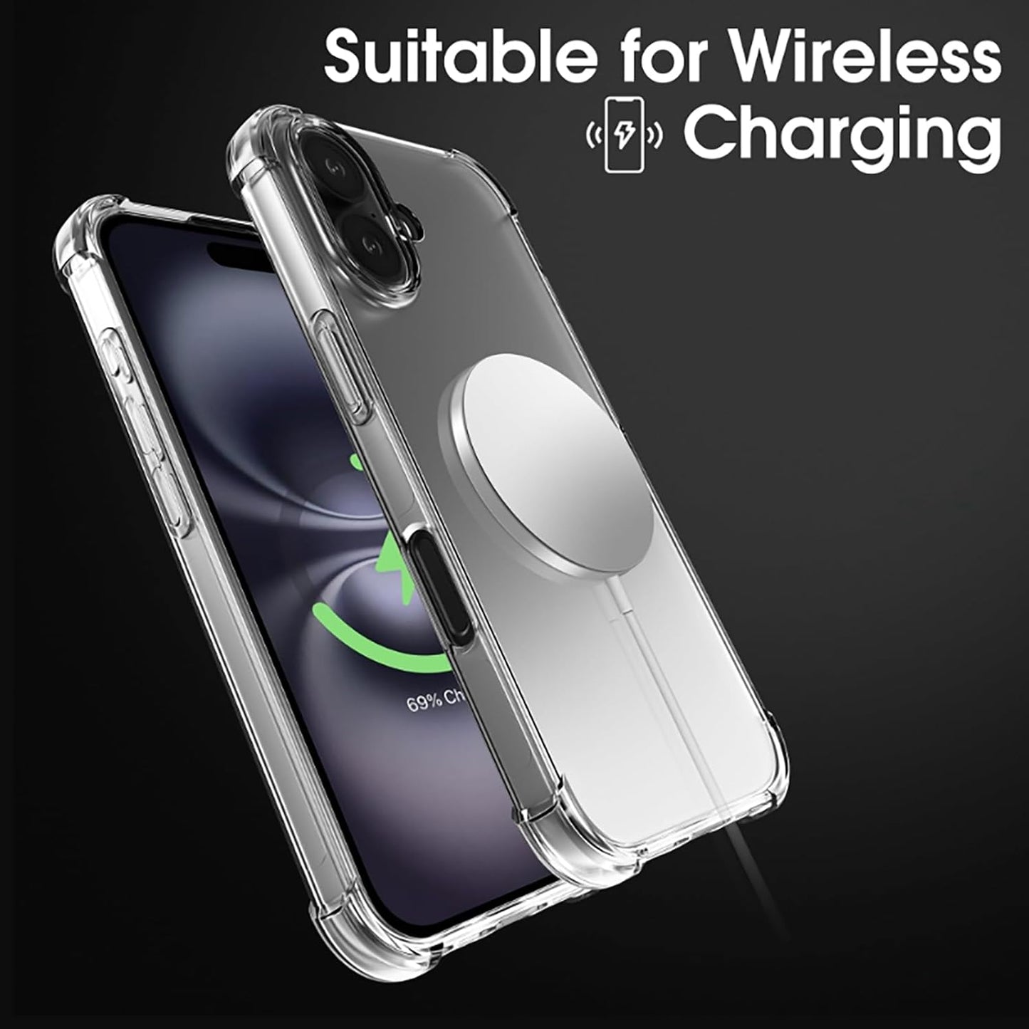For iPhone 16 case Crystal Clear Shockpoof with Reinforced Corners Slim Fit Soft TPU Bumper