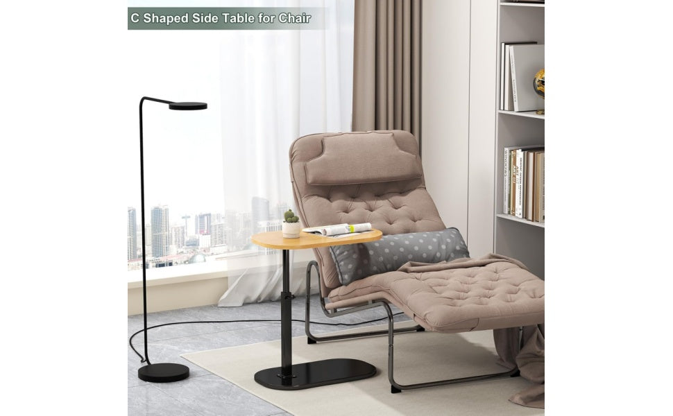Small Height Adjustable C Shaped End Table for Sofa and Bed