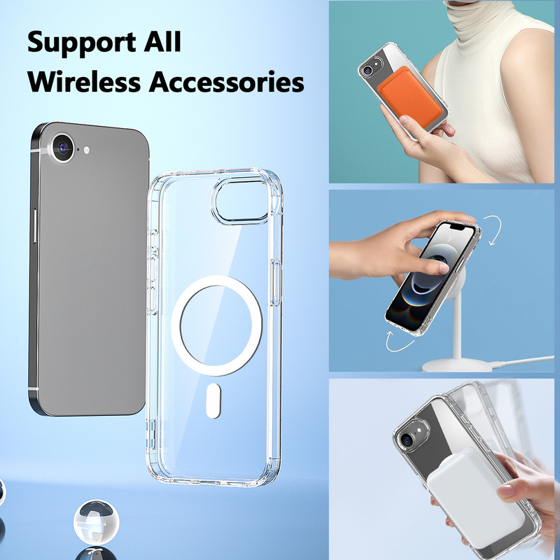 Clear Case for iPhone 16E Shockproof Magnet Cover