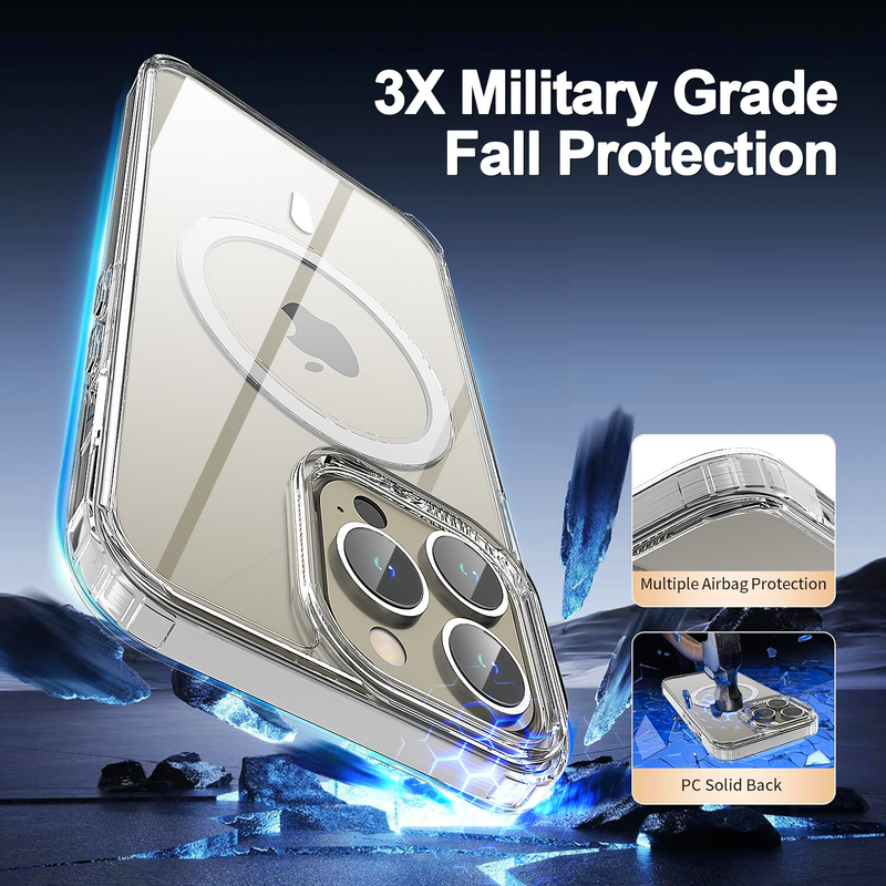 For iPhone 15 Pro Max Clear Shockproof Magnet Cover