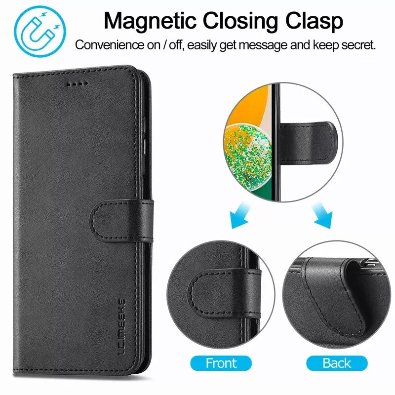 For Samsung Galaxy A16 Matte Wallet Flip Black Case