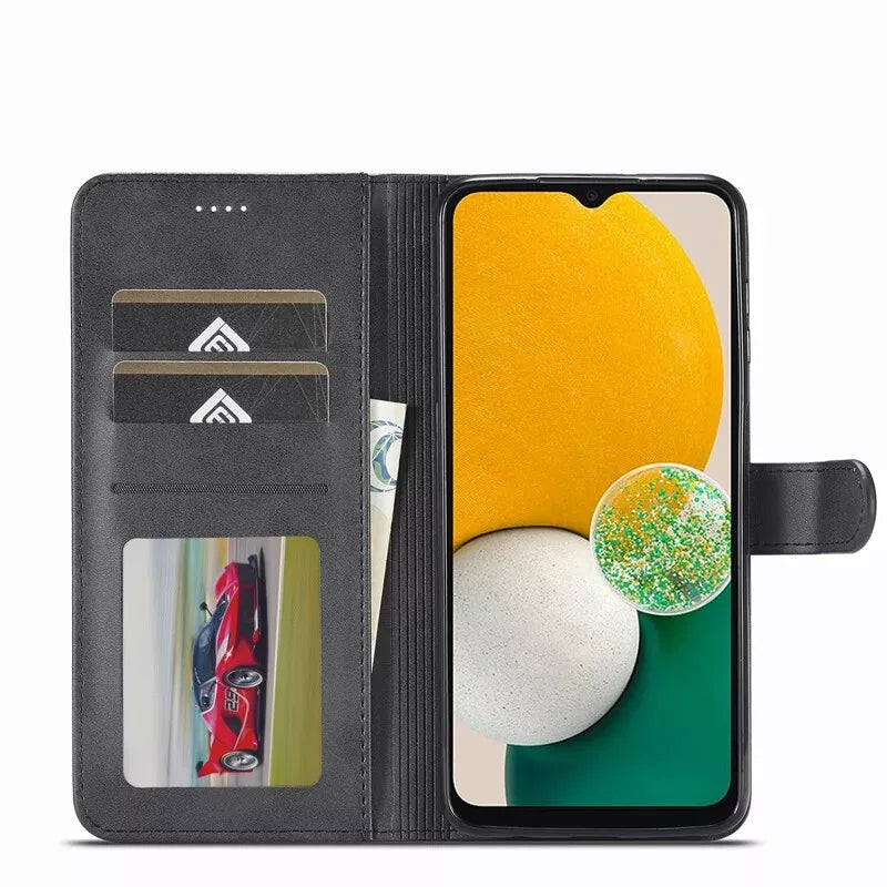 For Samsung Galaxy A16 Matte Wallet Flip Black Case