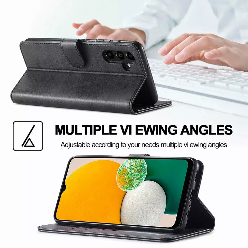 For Samsung Galaxy A16 Matte Wallet Flip Black Case