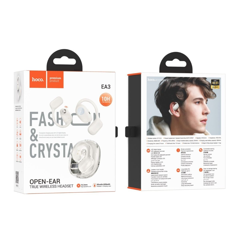Hoco Wireless Bluetooth Ear Hook Earbuds-Milky White