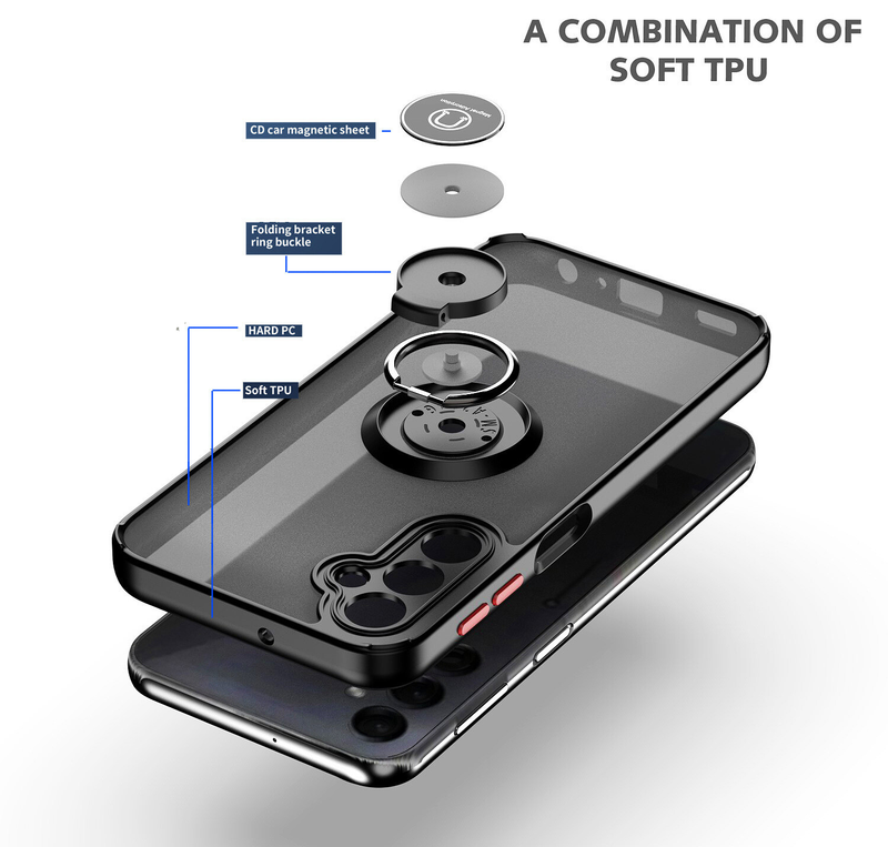 For Samsung A15 Case with Car Mount Magnetic Ring Shockproof Cove