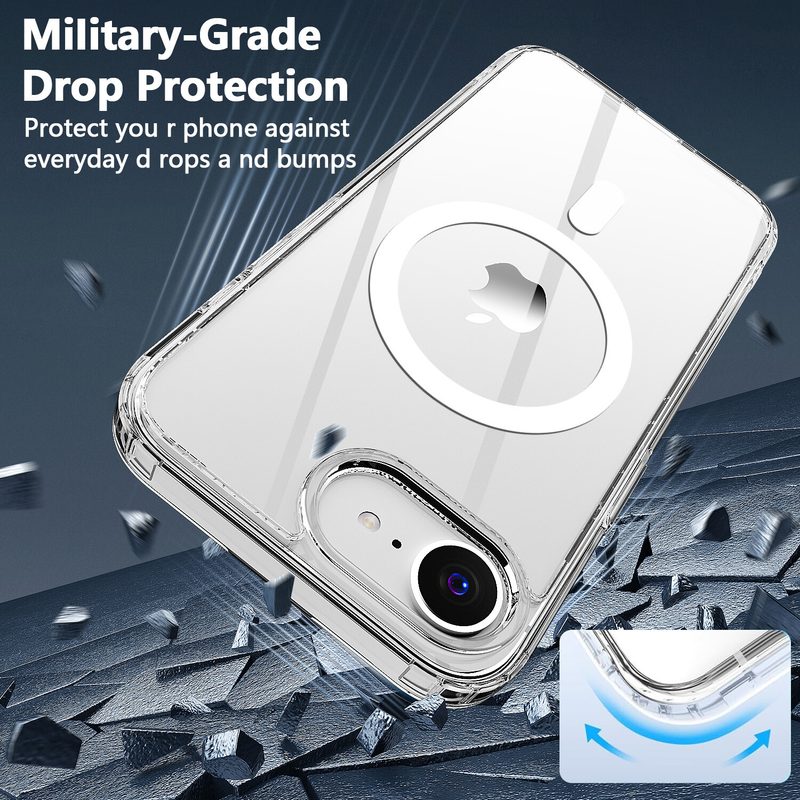 For iPhone 16e MagSafe Case Clear Shockproof Protective Cover