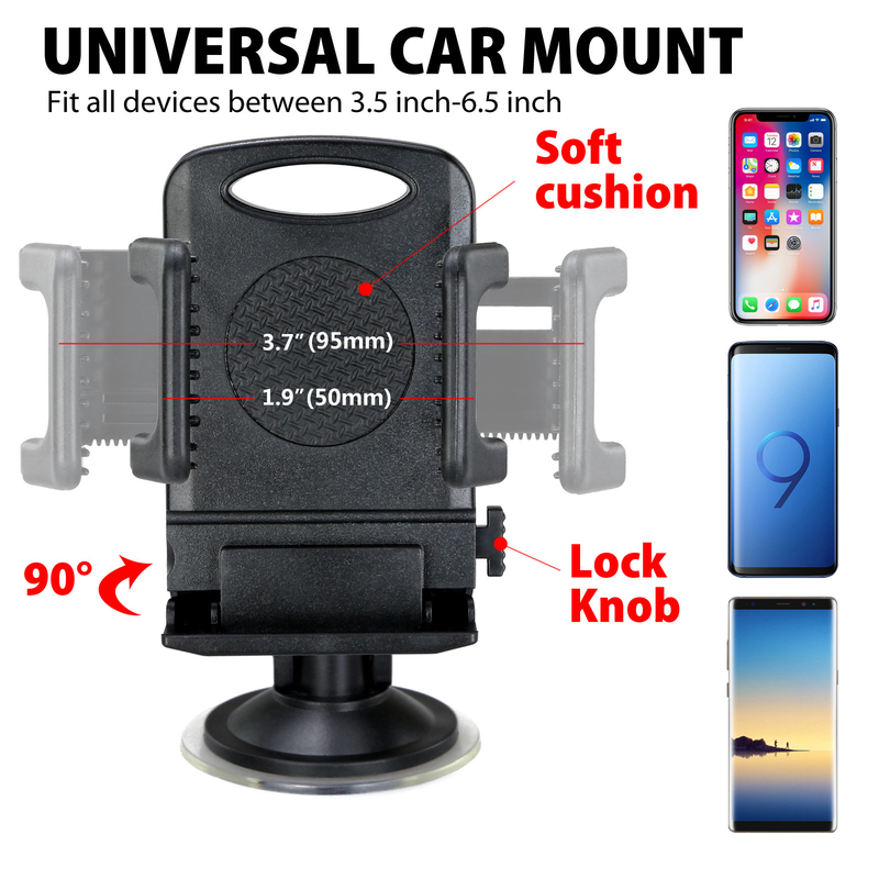 2 in 1 Windshield Mount Stand and Airvent Mount Car Phone Holder