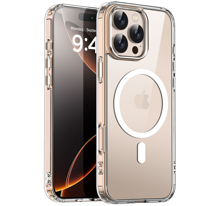 For iPhone 15 Pro Max Clear Shockproof Magnet Cover