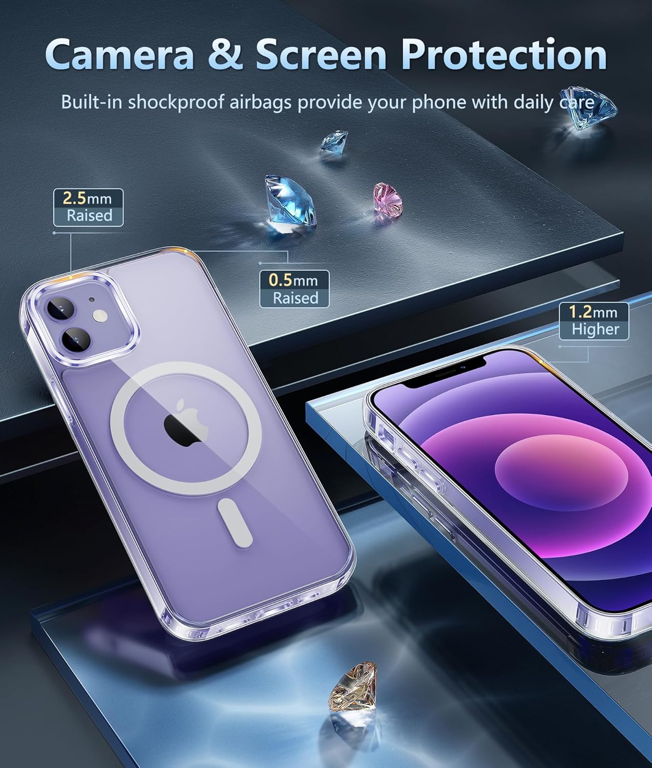 For iPhone 12 Clear Case Magnetic  Protection Phone Cover