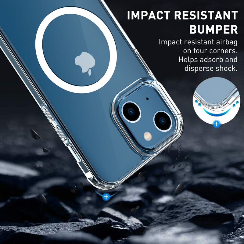 For iPhone 15 Clear Case MagSafe Shockproof Magnetic Cover