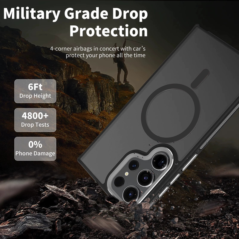 For Samsung Galaxy S24 Plus Matte Magsafe Strong Magnetic Shockproof Phone Case-Black