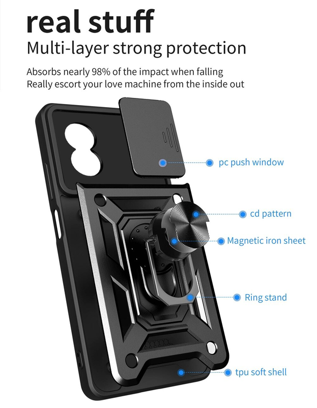 For Oppo A60 5G Shockproof case with Camera Lens Protection-Black