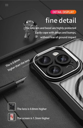 For Apple iPhone 16 Series Magnet Shockproof Carbon Fiber Case