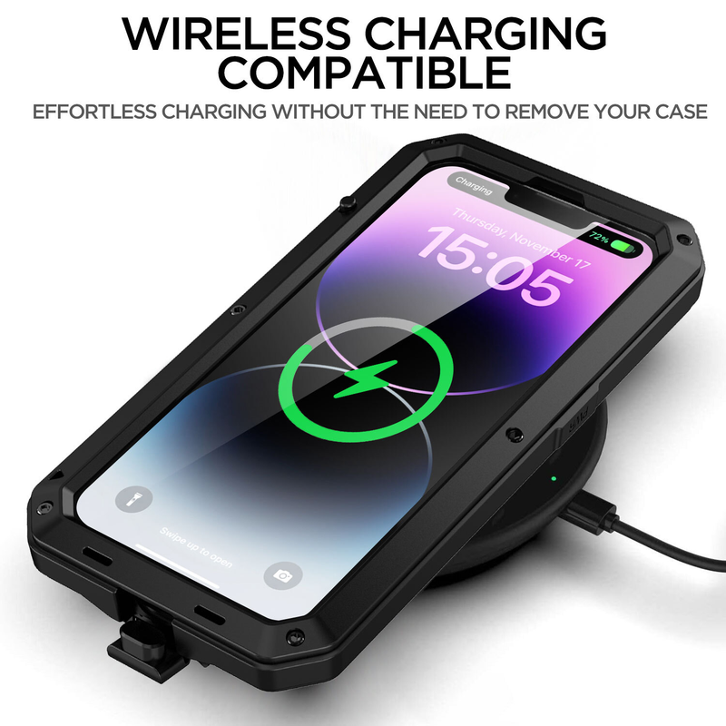 For iPhone 15 Pro Max Metal Case Shockproof Heavy Duty Cover