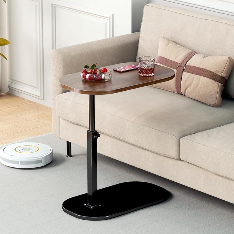 Small Height Adjustable C Shaped End Table for Sofa and Bed
