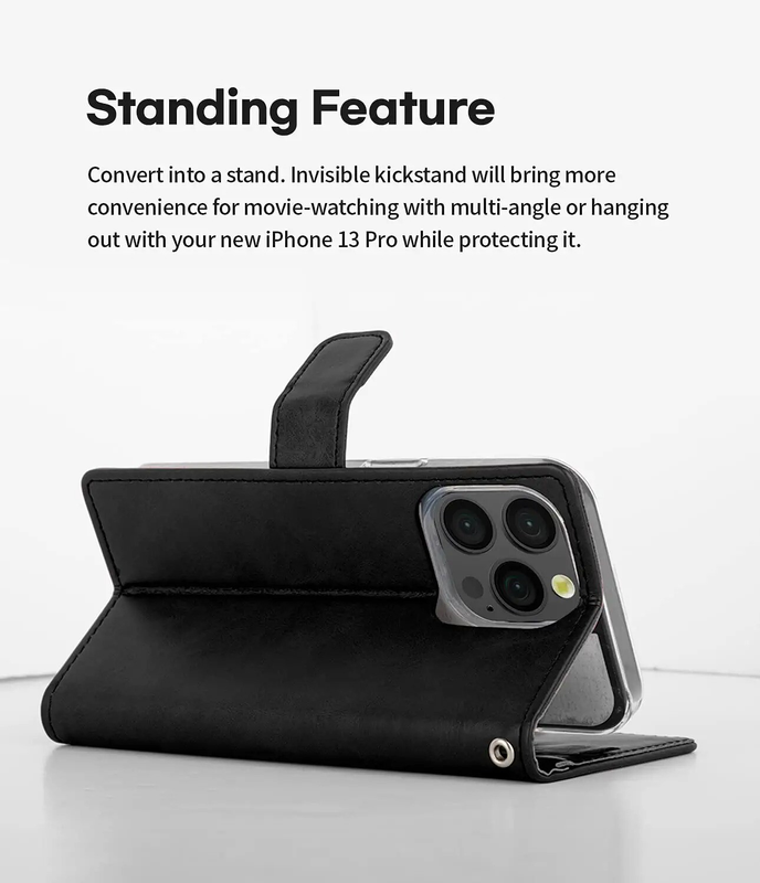 Flip Wallet Case for iPhone 14 Pro Max-Black