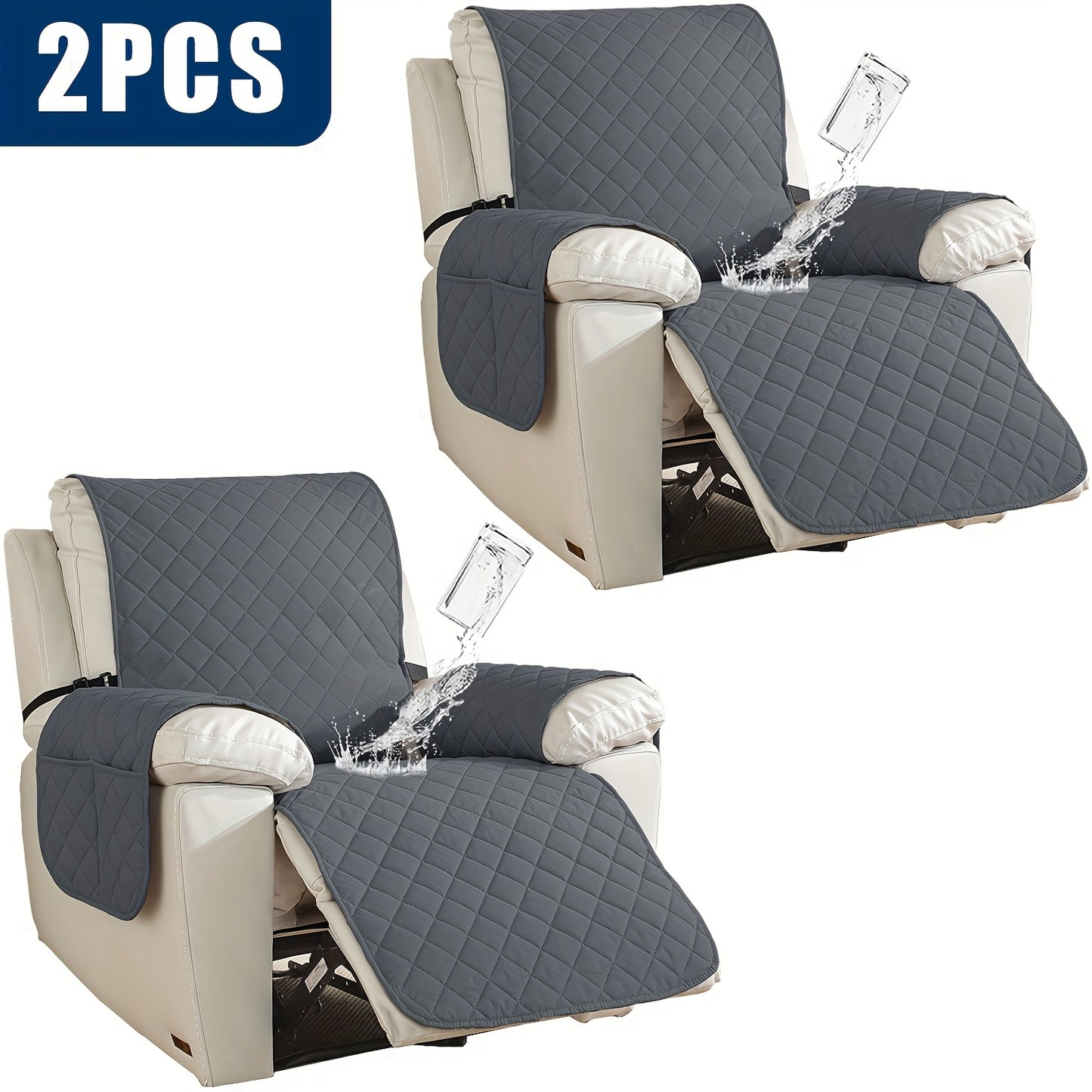 2pcs Waterproof Recliner Chair Non-Slip Cover