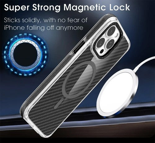 For Apple iPhone 16 Pro  Magsafe Carbon Fiber Heavy duty case