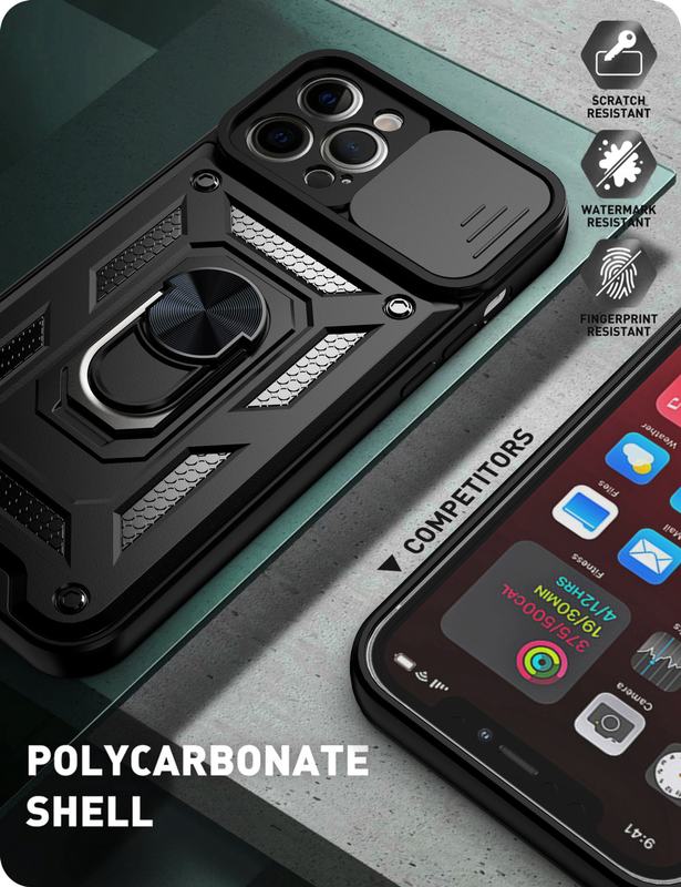 For Apple iPhone 14 Pro Shockproof Case with Kickstand Cover-Black