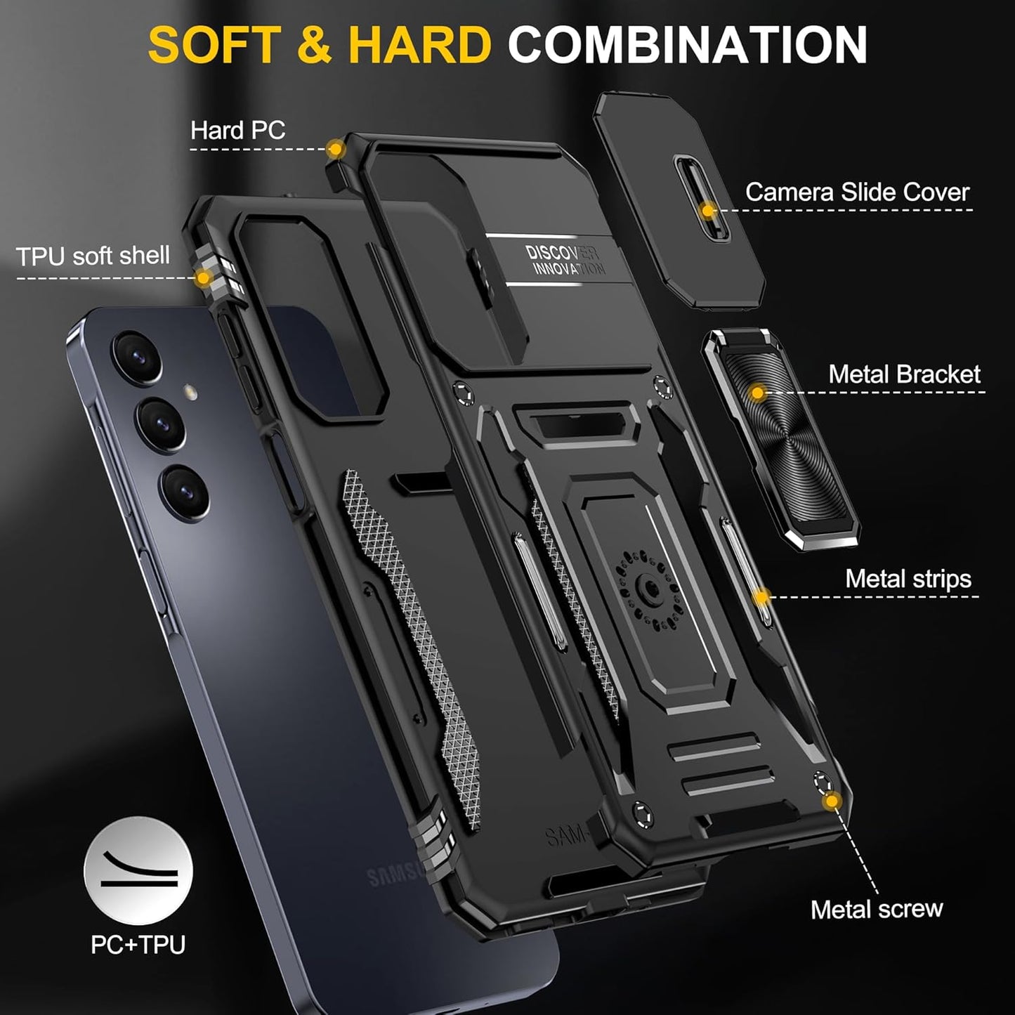 For Samsung Galaxy A16 Case with Sliding Camera Cover