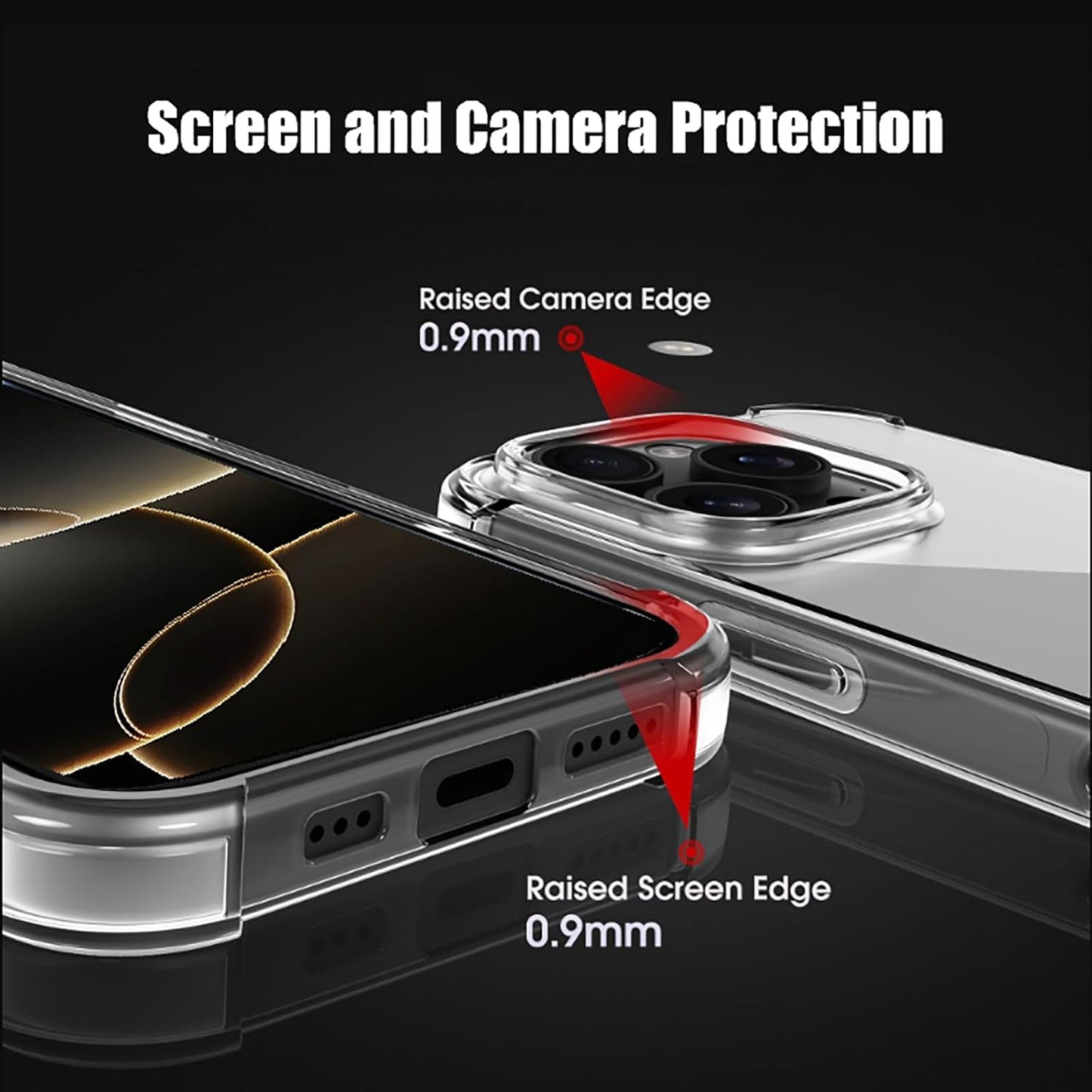 For iPhone 16 Pro Max Case Clear Reinforced Corners Slim Fit Soft Flexible TPU Bumper Phone Case