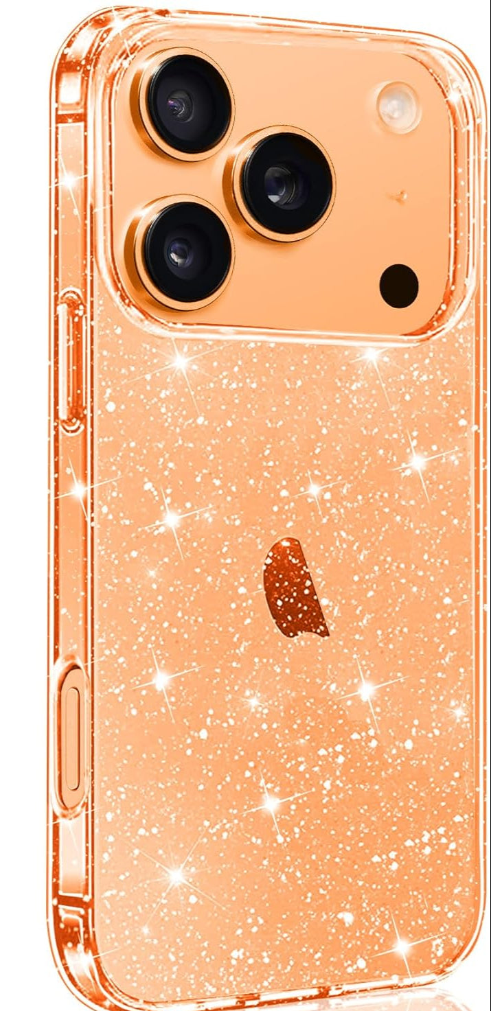 For iPhone 17 Pro Case Hard Clear Glitter Case