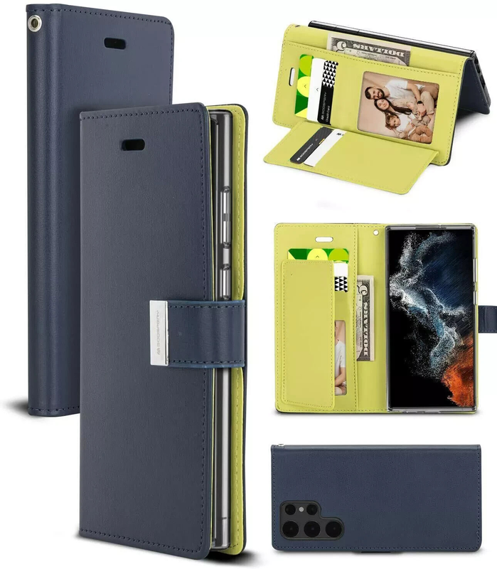 Card Holder Case wallet Cover For Samsung Galaxy S25 Plus-Navy Blue Colour