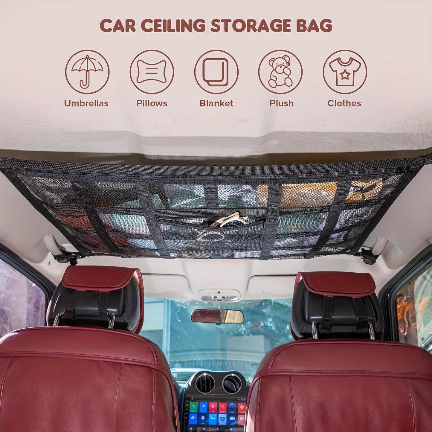 Car Ceiling Cargo Net Pocket For SUV/Truck