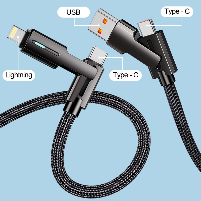4 in 1 Multi USB Charging Type C to iPhone Fast Charging Cable for Samsung iPhone