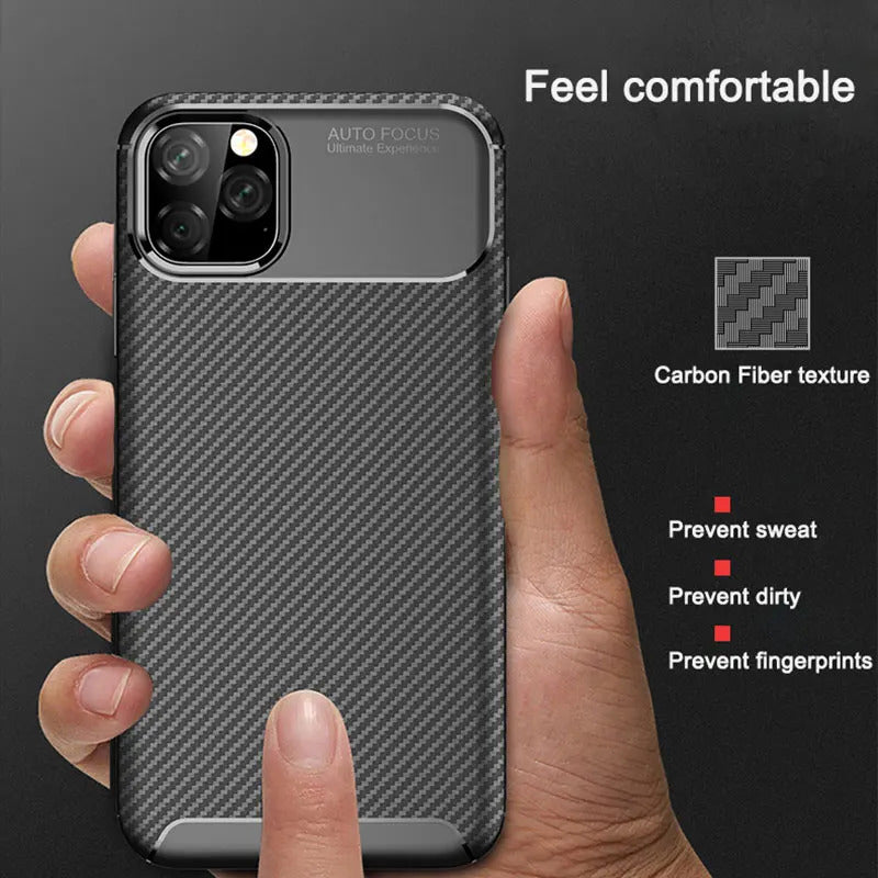 For Apple iPhone 13 Fiber Rugged Case TPU Cover,Black